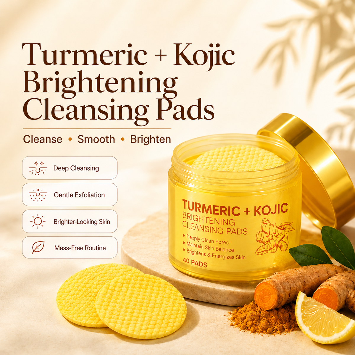 Turmeric + Kojic Brightening Cleansing Pads
