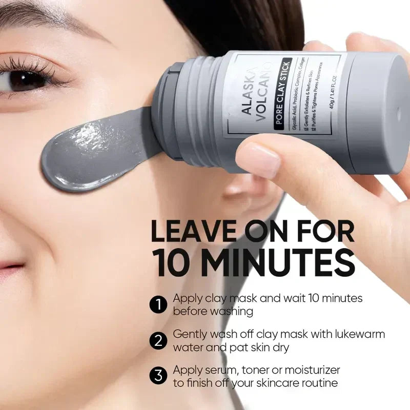 Alaska Volcano Pore Clay Stick – Blackhead Remover Face Mask, Deep Pore Cleansing & Gentle Exfoliating Mud Mask