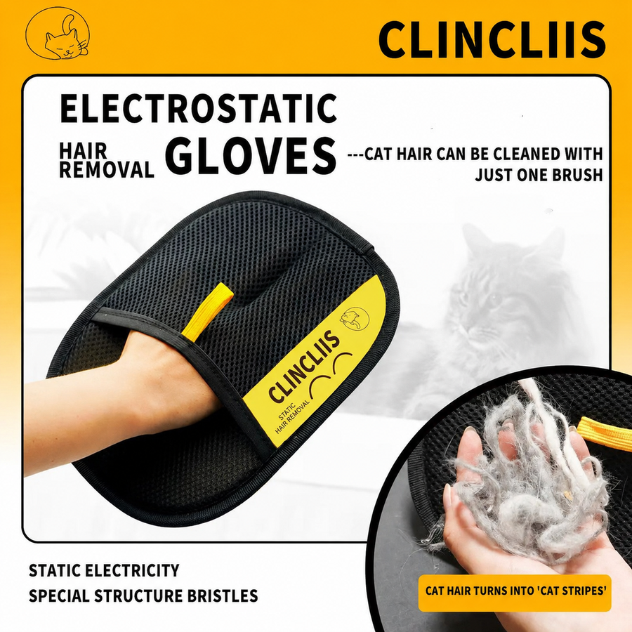 CLINCLIIS Pet Hair Remover Glove for Cats & Dogs, Reusable Lint Remover for Couch, Carpet & Clothes