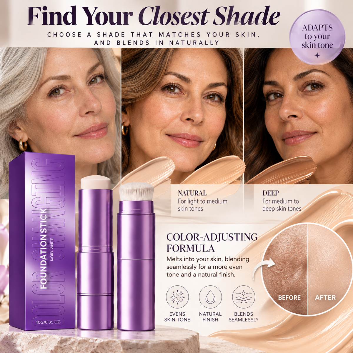 Seamless Blend 2-in-1 Color-Adjusting Foundation Stick