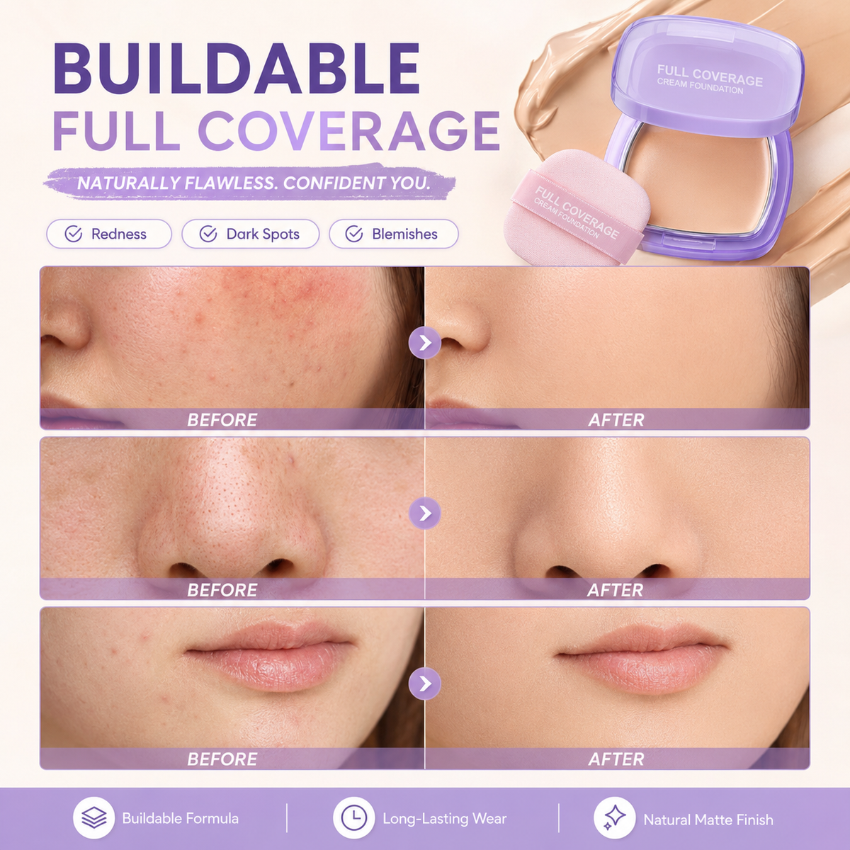 Skin-Perfecting Full Coverage Cream Foundation